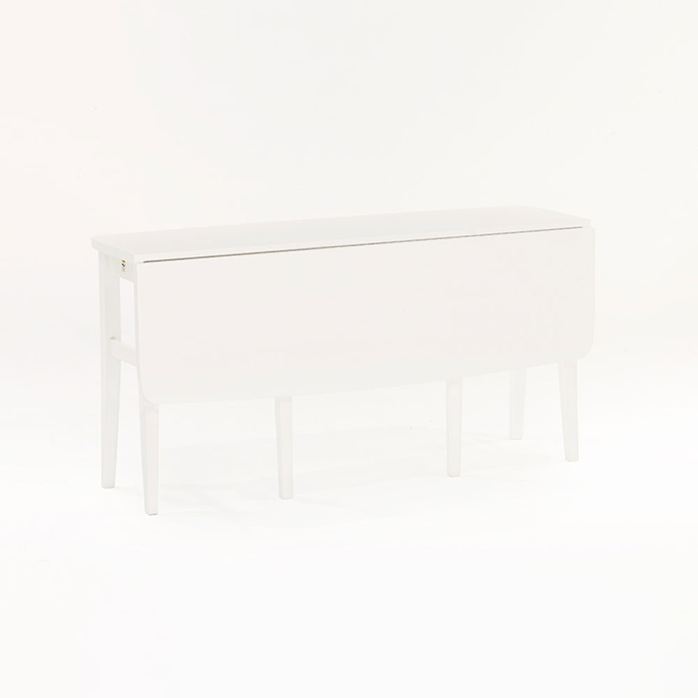 伸長式ダイニングテーブル「ティアラ」ホワイト色 片側バタフライ式