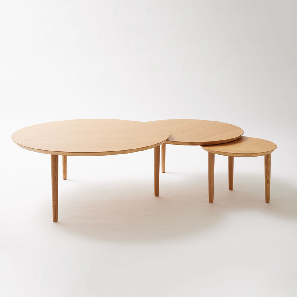 リビングテーブル「バルーン90-3」3連伸長式 ホワイトオーク材 | 大塚