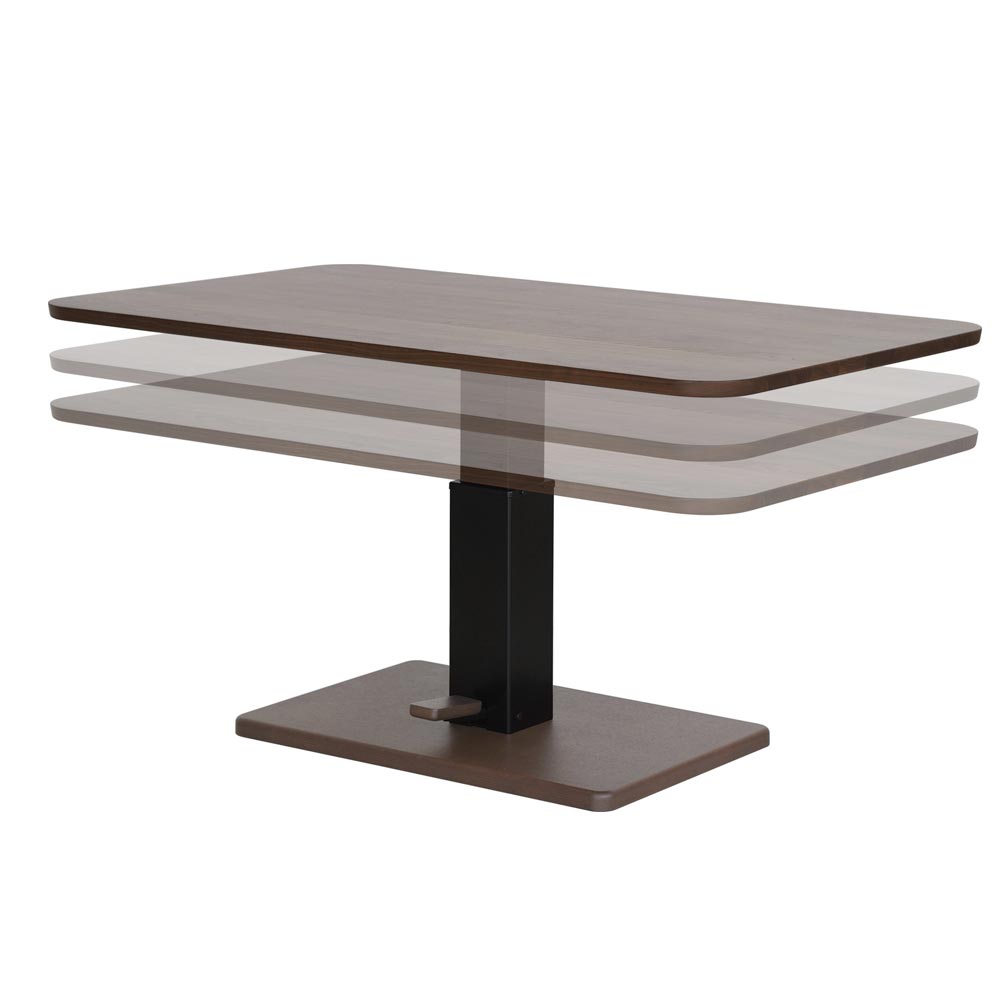 昇降式ダイニングテーブル「OCLF」天板ウォールナット材 LWNライトウォールナット色 全2サイズ