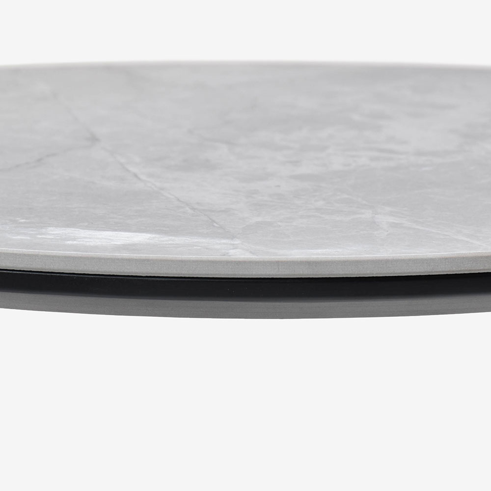 FaBBRica（ファブリカ）サイドテーブル(丸)「FB-005ST-050」天板:スレート材 グレー色 / 脚部:スチール ブラック色