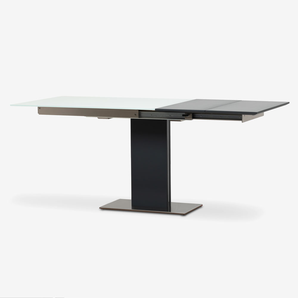 伸長式ダイニングテーブル「BINGO P4600/E」幅110-145-180cm ガラス天板