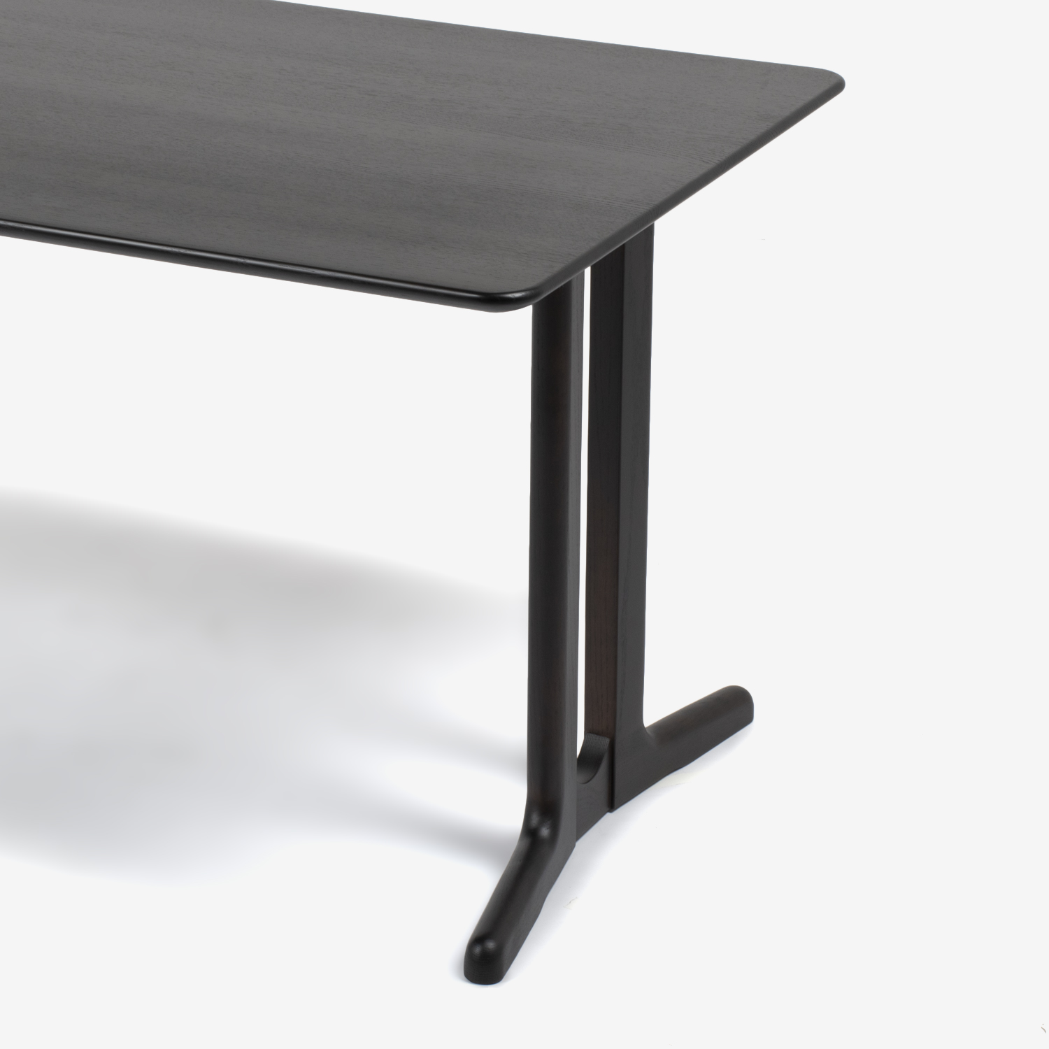 ダイニングテーブル「フィル3」レッドオーク材ダークブラウン色　2本脚ハイタイプ（高さ717）天板2タイプ（角型・角丸型）全4サイズ