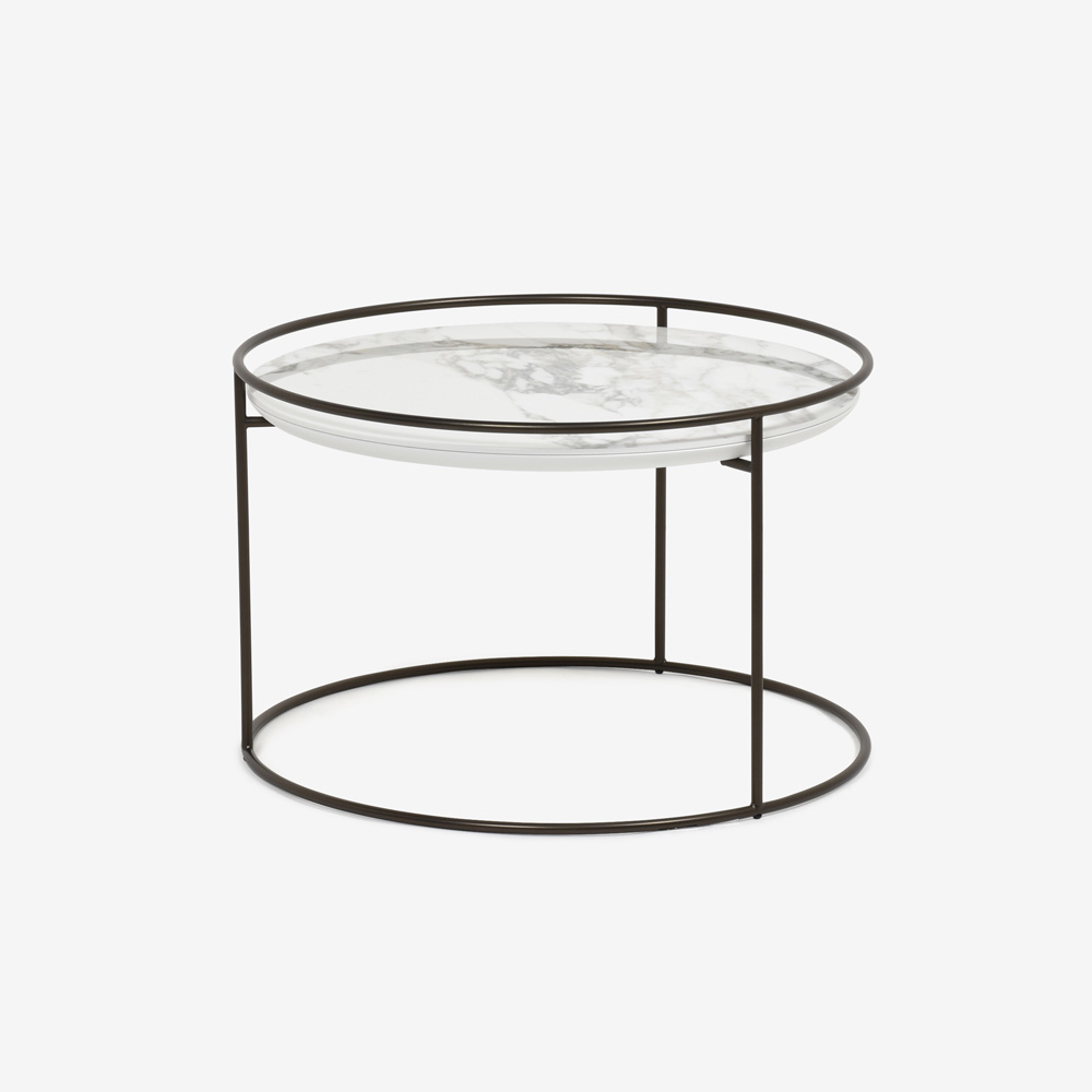 Calligaris(カリガリス)センターテーブル 「Atollo CS/5098-M」丸62.5cm 天板セラミック ホワイトマーブル