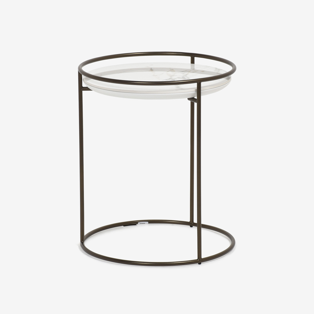 Calligaris(カリガリス)サイドテーブル 「Atollo CS/5098-P」丸42.5cm 天板セラミック ホワイトマーブル色