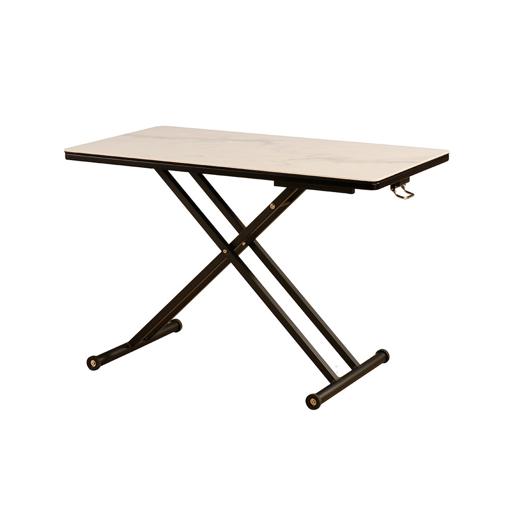 昇降式テーブル「グラナダ」セラミック天板 ホワイトクオーツ色 全2サイズ【フェア対象品 5%OFF】