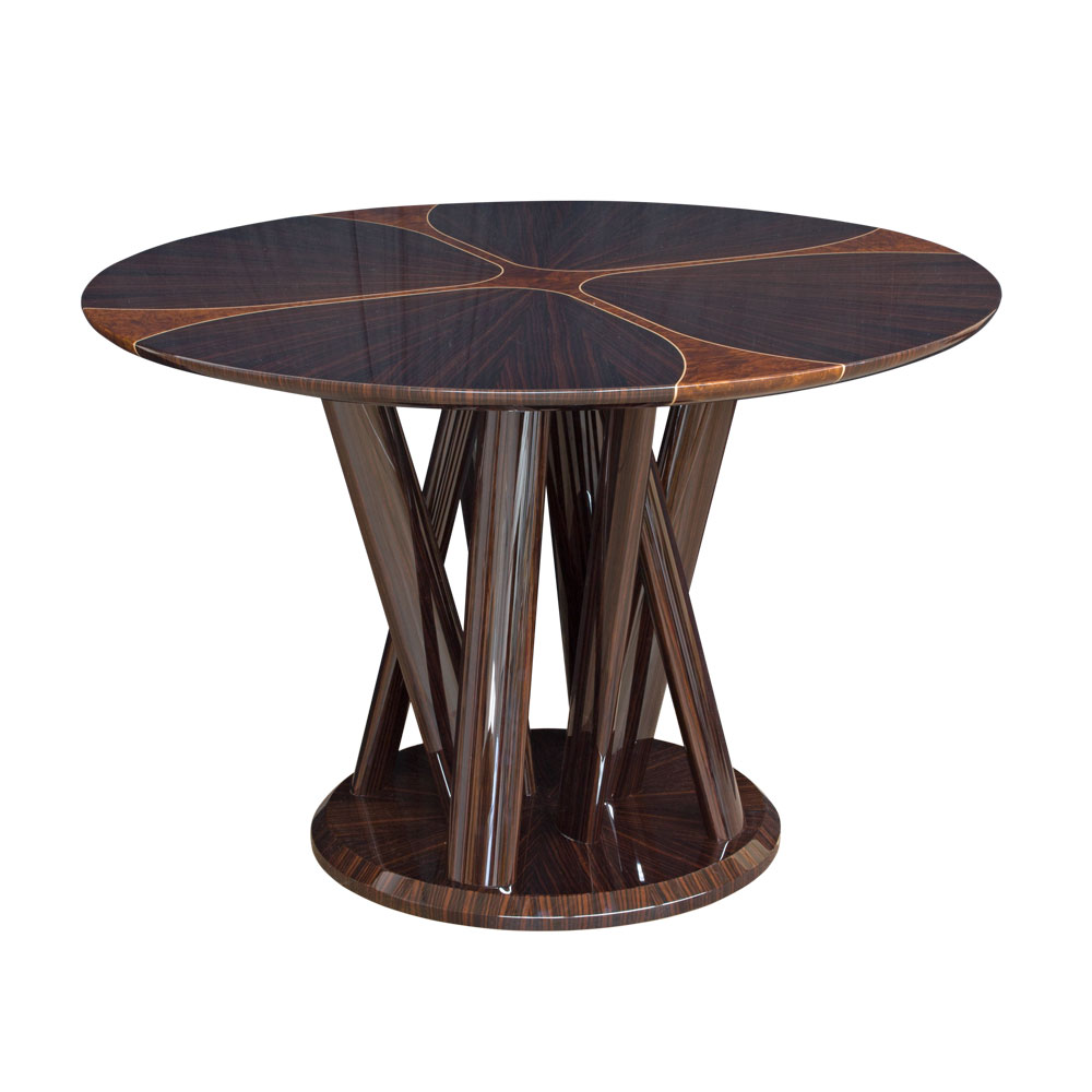 ダイニングテーブル「CROSS クロス No.1」円形 直径135cm 黒檀/マーブルウッド【受注生産品】