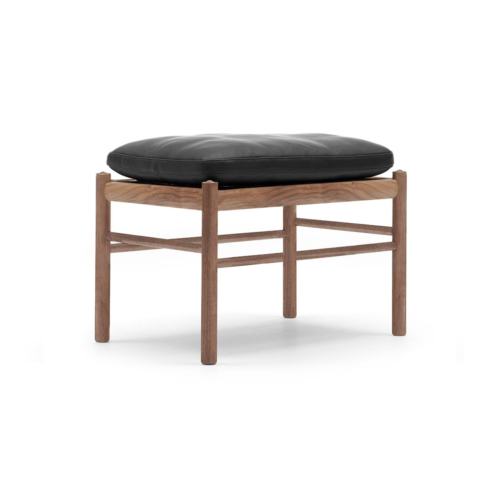カール・ハンセン&サン スツール「OW149F Colonial footstool」ウォールナット材オイル仕上げ 革ブラック#THOR301【受注生産品】【お手入れキットの特典付き】