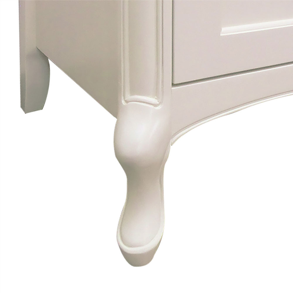 ナイトテーブル「フルールE WH」幅45cm リンデン材ホワイトウォッシュ色
