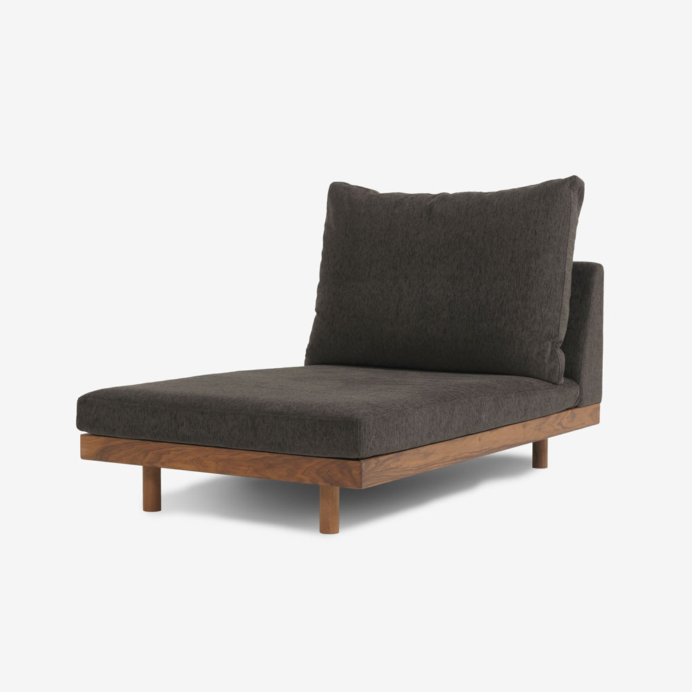 MASTERWAL(マスターウォール)アームレスカウチ「DANISH GRANDE SOFA デニッシュグランデソファ DGSO-ALCC90-WN」幅90cm 布#3SUBLIM 53ダークセピア ウォールナット材オイル仕上げ【受注生産品】【お手入れキットの特典付き】