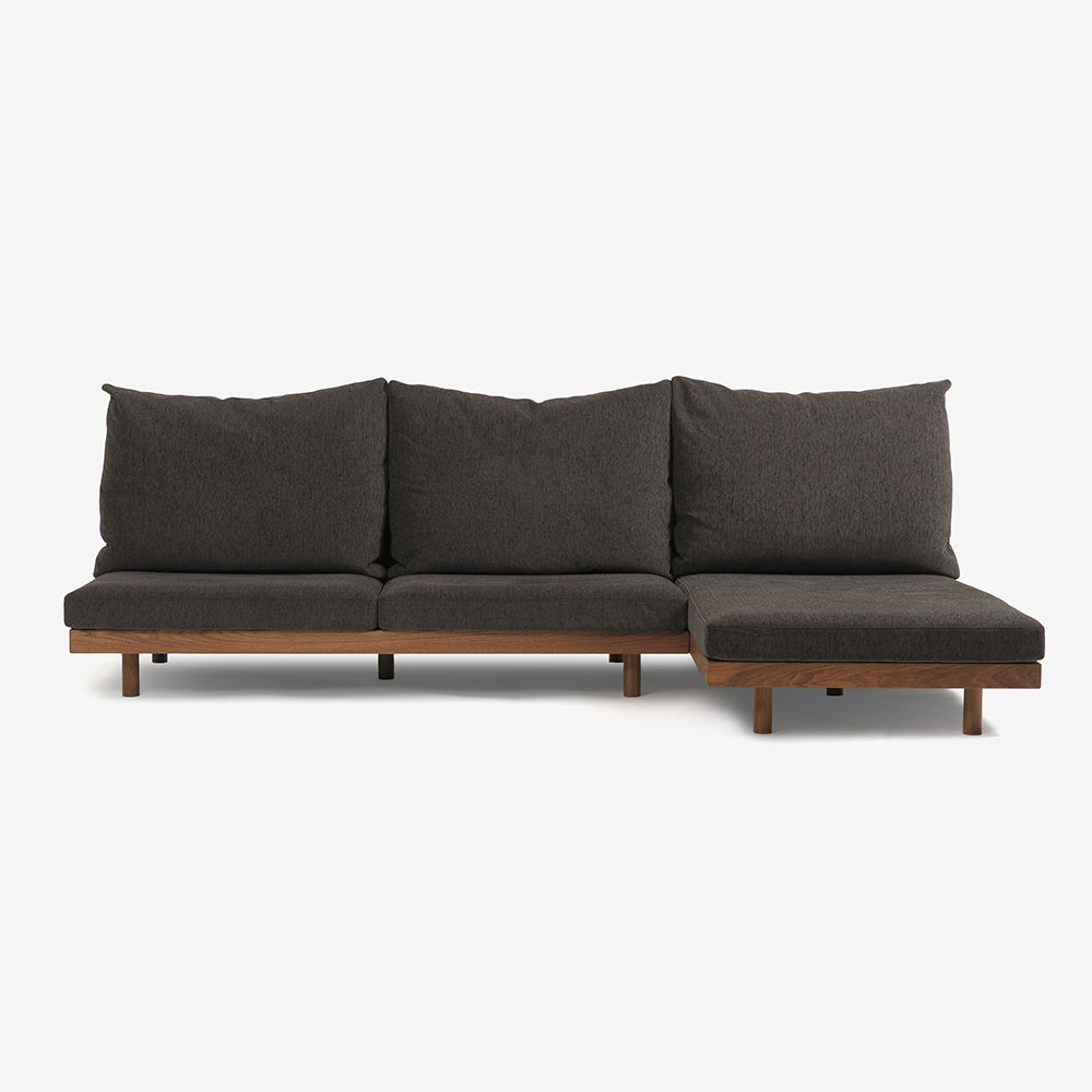 MASTERWAL(マスターウォール)カウチソファ2点セット「DANISH GRANDE SOFA デニッシュグランデソファ DGSO-3S180-WN/DGSO-ALCC90-WN」幅270cm 布#3SUBLIM 53ダークセピア ウォールナット材オイル仕上げ【受注生産品】【お手入れキットの特典付き】