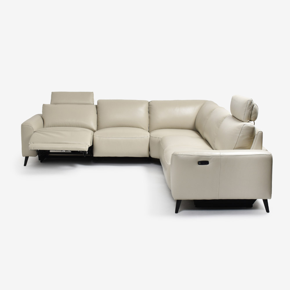 電動リクライニングコーナーソファ3点セット「L/S Motion 77(エルエスモーション77)」幅275cm 革#J/S-041E オイスターグレー色