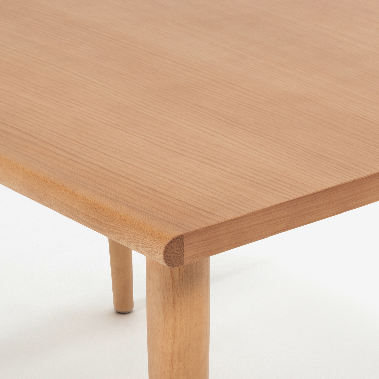 ダイニングテーブル「ユノ3」レッドオーク材 ホワイトオーク色 丸脚 全3サイズ