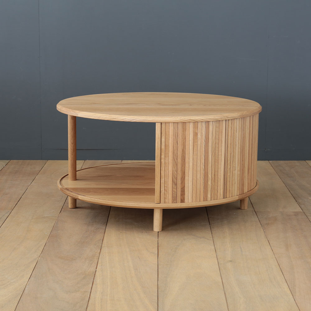 AKI＋（アキプラス）センターテーブル「JYABARA ジャバラ ラウンドテーブル」丸84cm 材質2種 / 天板・底板2仕様 / 塗装2種類【受注生産品】
