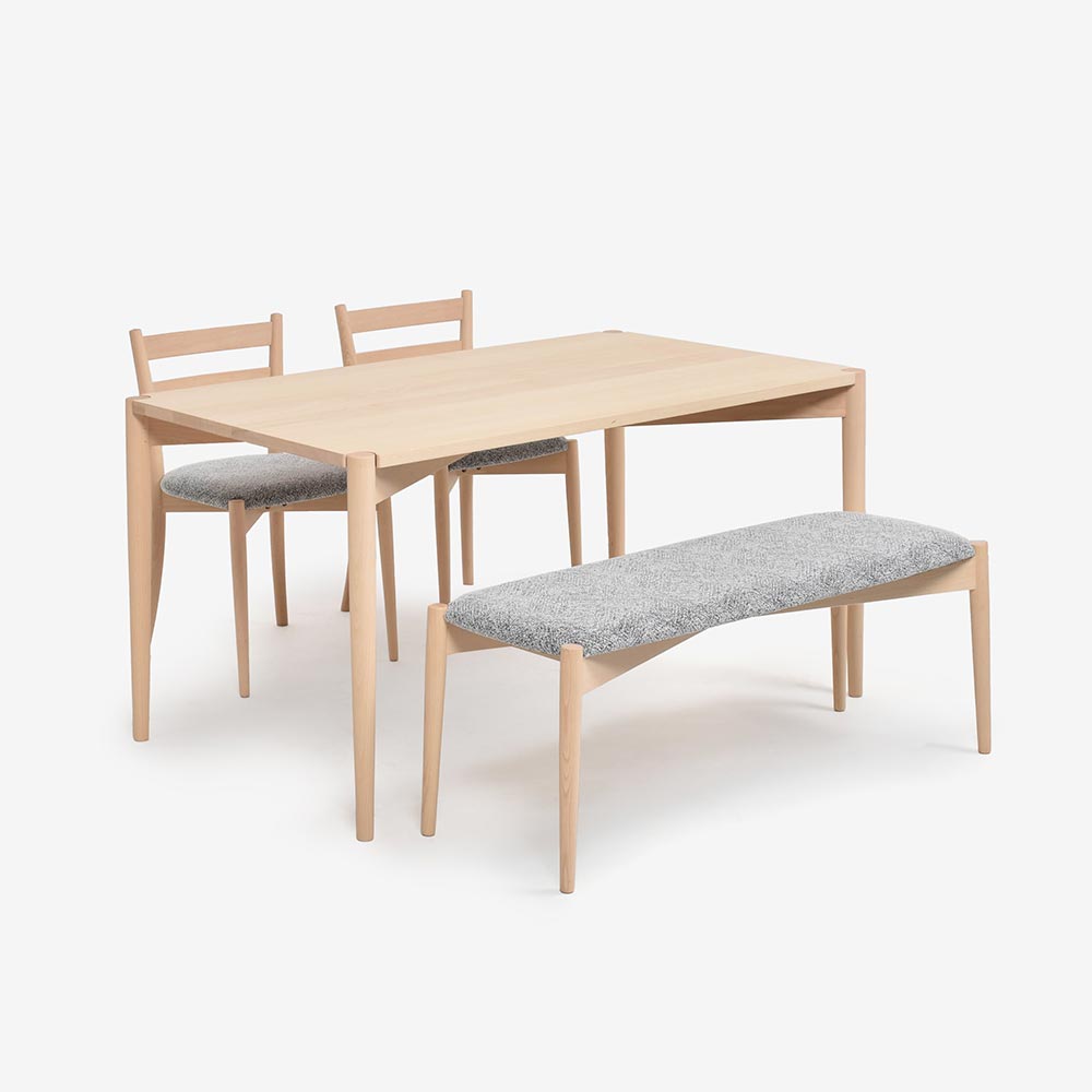 秋田木工　ダイニングテーブル「リュッケ」ブナ材 白木塗装 全2サイズ