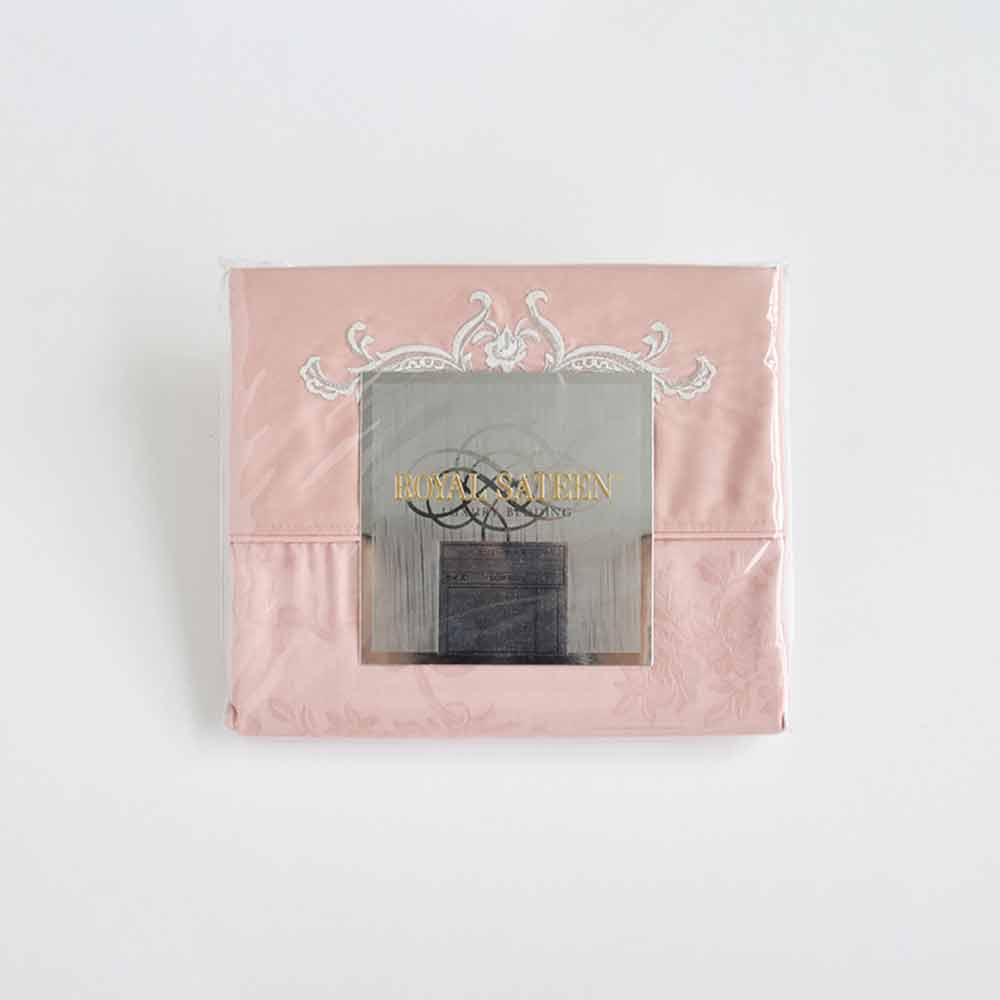まくらカバー（封筒型）「ロイヤルティ」エジプト超長綿 ピンク色