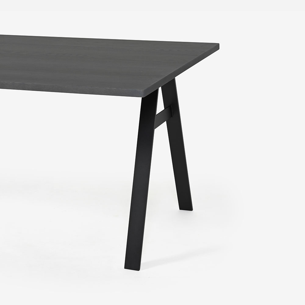 ダイニングテーブル「フィルプラス」長方形スチールA脚タイプ 4サイズ エッジデザイン3種 樹種・塗装色5種【受注生産品】