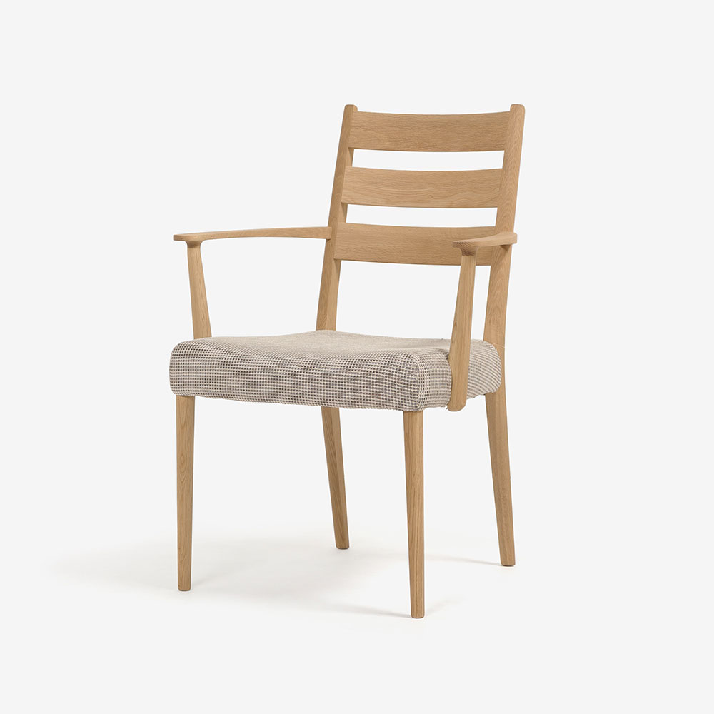 カリモク家具 ダイニングチェア(アーム付き)「C3010DCEG」オーク材ピュアオーク色 布#モダンB450ミックスグレー色