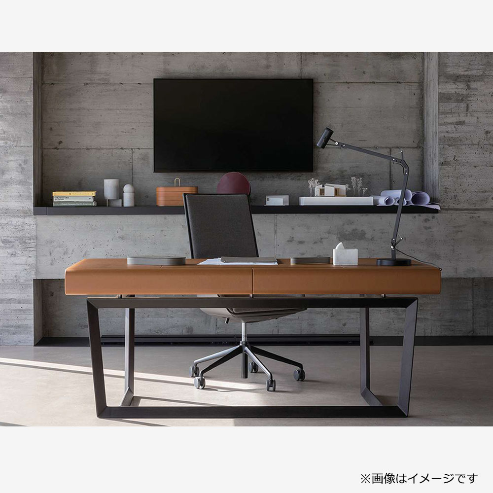 PoltronaFrau（ポルトローナ・フラウ）デスク「Peek-a-Book ピーカブック」幅183cm アッシュ材モカ色 革#CS67