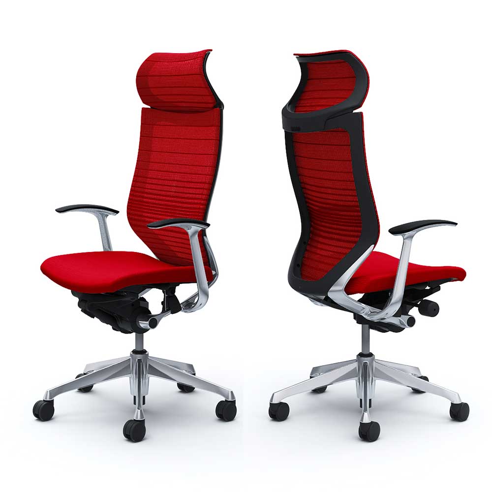 「バロンチェア CP47BR-FGR」エクストラハイバック 固定ヘッドレスト 座面/クッション 背/グラデーションサポートメッシュ フレーム/ポリッシュ ボディーカラー/ブラック デザインアーム 張地全6色【受注生産品】okamura(オカムラ)