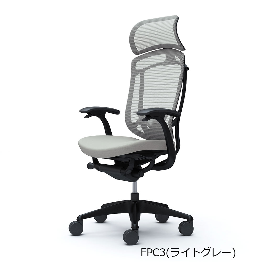 「コンテッサセコンダ」座面/クッション フレームカラー/ブラック ボディーカラー/ブラック 大型ヘッドレスト デザインアーム 張地全13色  ランバーサポート有・無【受注生産品】okamura(オカムラ)