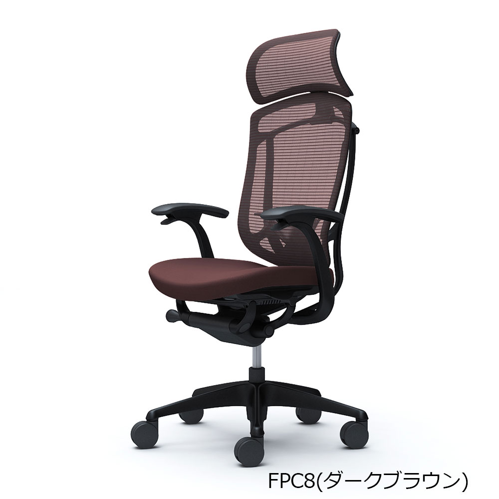 「コンテッサセコンダ」座面/クッション フレームカラー/ブラック ボディーカラー/ブラック 大型ヘッドレスト デザインアーム 張地全13色  ランバーサポート有・無【受注生産品】okamura(オカムラ)