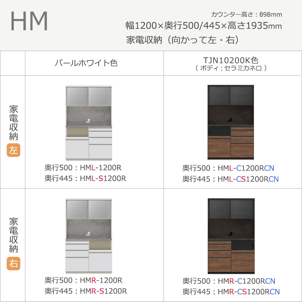 Pamouna（パモウナ）オープンボード「HM」幅120cm 高さ193.5cm 奥行2サイズ（50cm・44.5cm） 家電収納2タイプ（向かって左・右）全2色