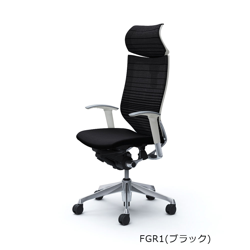 「バロンチェア CP81BW-FGR 」エクストラハイバック 座面/クッション 背/グラデーションサポートメッシュ フレーム/ポリッシュ ボディーカラー/ホワイト 可動ヘッドレスト アジャストアーム 張地全6色【受注生産品】okamura(オカムラ)