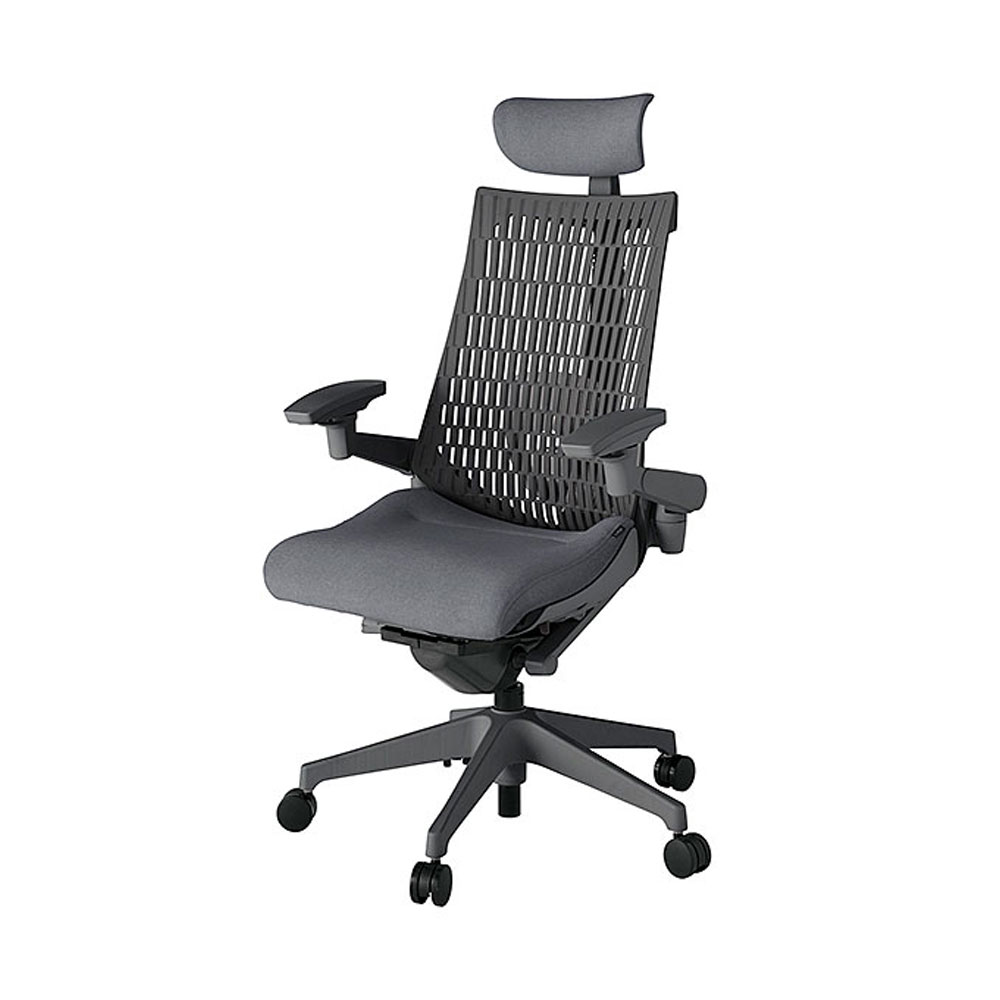 デスクチェア「アクト2 KJ427SAEMW2T3W2」アジャスタブル肘 ヘッドレスト付き ランバーサポート付き ベースカラー/オフブラック 張地/ダークグレー【受注生産品】【イトーキ 冬のボーナスキャンペーン 12月22日(月)16時まで10%OFF】