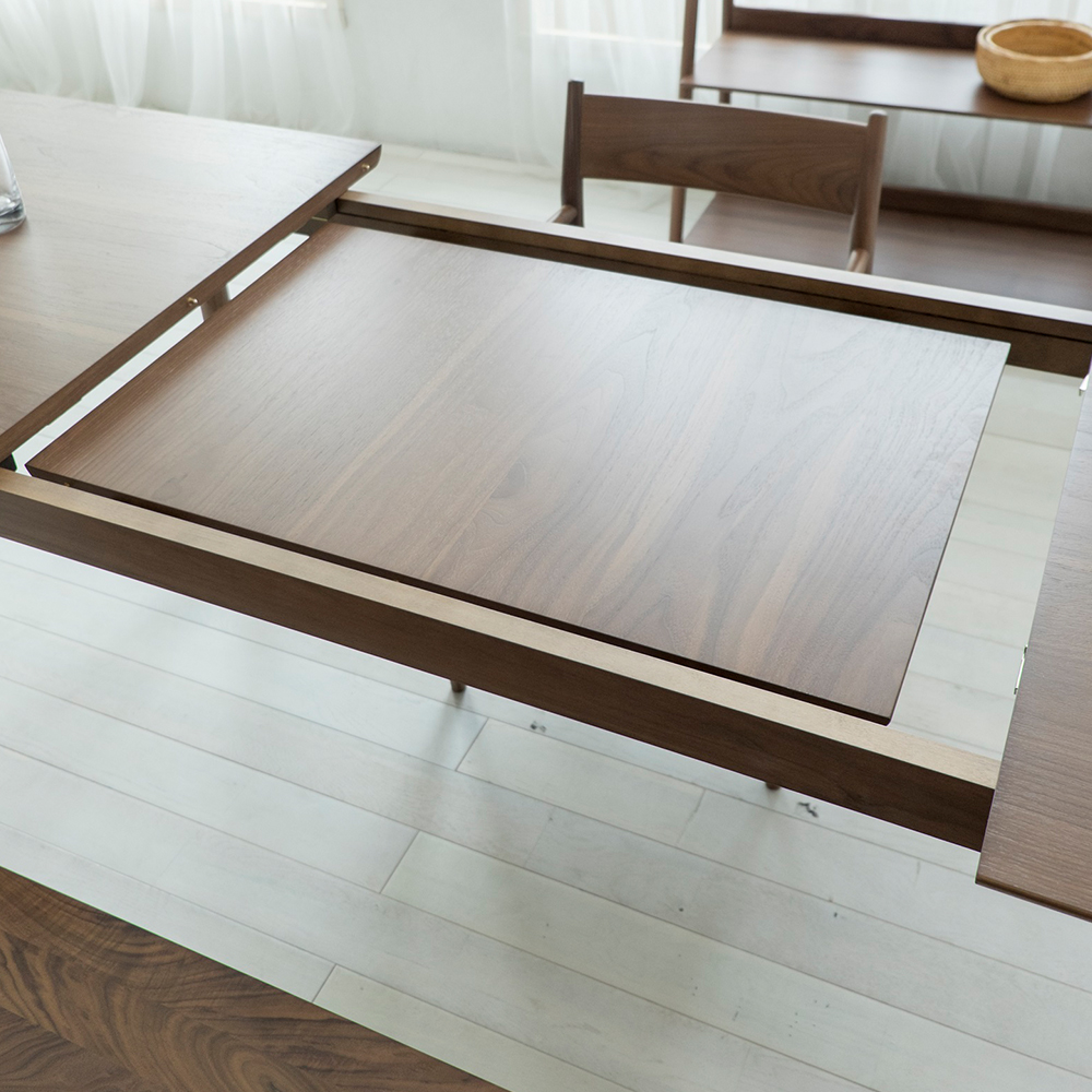 IKASAS（イカサ）伸長式ダイニングテーブル「SUIPPO-スイッポ DINING TABLE EX」幅135-188cm ウォールナット材