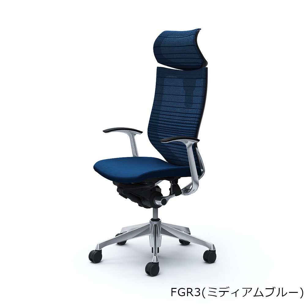 「バロンチェア CP41BR-FGR 」エクストラハイバック 座面/クッション 背/グラデーションサポートメッシュ フレーム/ポリッシュ ボディーカラー/ブラック 可動ヘッドレスト デザインアーム 張地全6色【受注生産品】okamura(オカムラ)