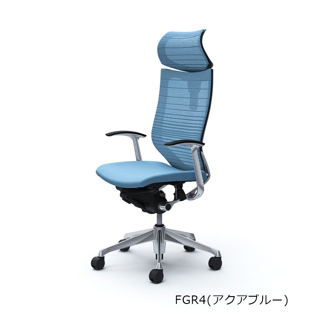 「バロンチェア CP41BR-FGR 」エクストラハイバック 座面/クッション 背/グラデーションサポートメッシュ フレーム/ポリッシュ ボディーカラー/ブラック 可動ヘッドレスト デザインアーム 張地全6色【受注生産品】okamura(オカムラ)