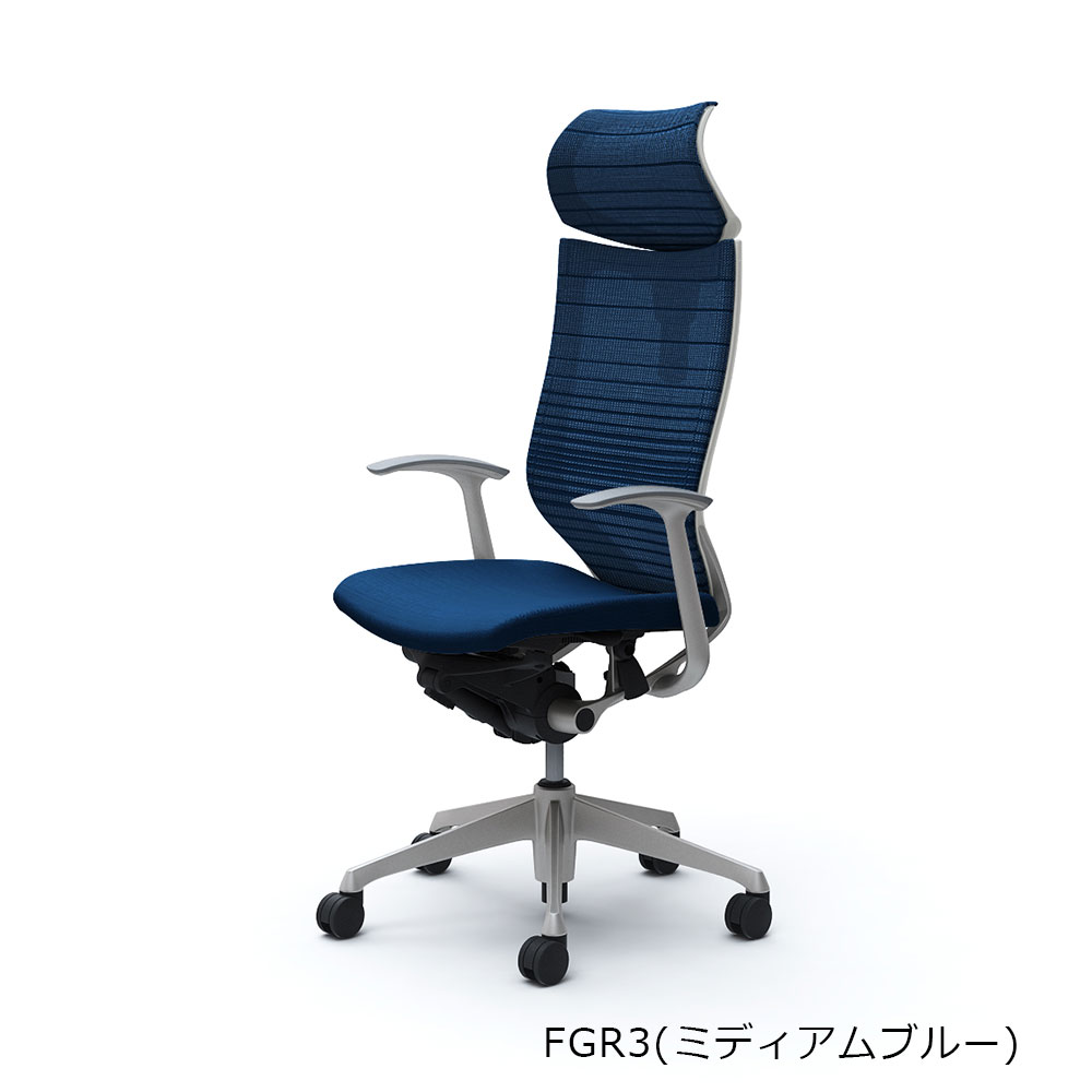 「バロンチェア CP41DW-FGR 」エクストラハイバック 座面/クッション 背/グラデーションサポートメッシュ フレーム/シルバー ボディーカラー/ホワイト 可動ヘッドレスト デザインアーム 全6色【受注生産品】okamura(オカムラ)