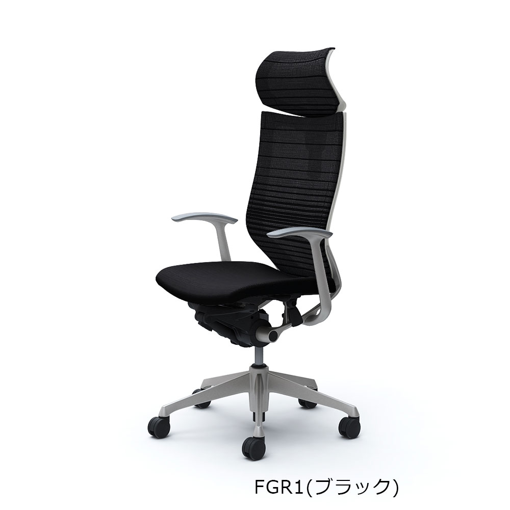 「バロンチェア CP41DW-FGR 」エクストラハイバック 座面/クッション 背/グラデーションサポートメッシュ フレーム/シルバー ボディーカラー/ホワイト 可動ヘッドレスト デザインアーム 全6色【受注生産品】okamura(オカムラ)