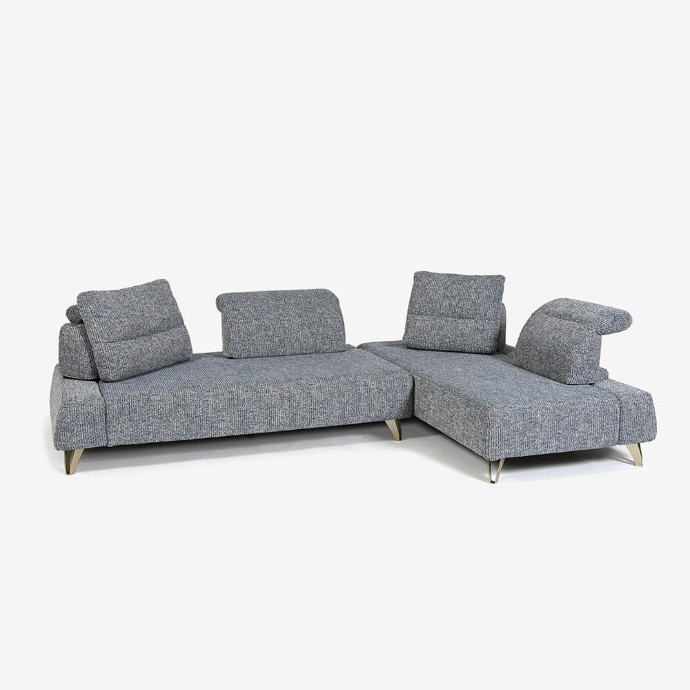 コーナーソファ8点セット「ミラージュNM/SD」 ソファベース向って左肘 シェーズロング向かって右肘 カバーリング仕様 張地#布B MNR81 ブルー色 金属脚【受注生産品】