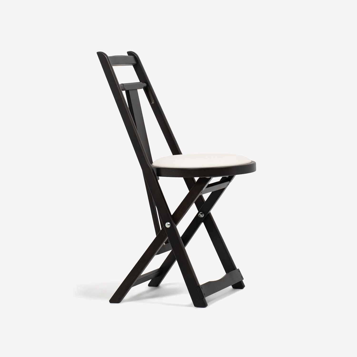 折りたたみ椅子「KC-1」木部ブナ材ダークブラウン色 座PVCアイボリー色【決算セールのため30%OFF】