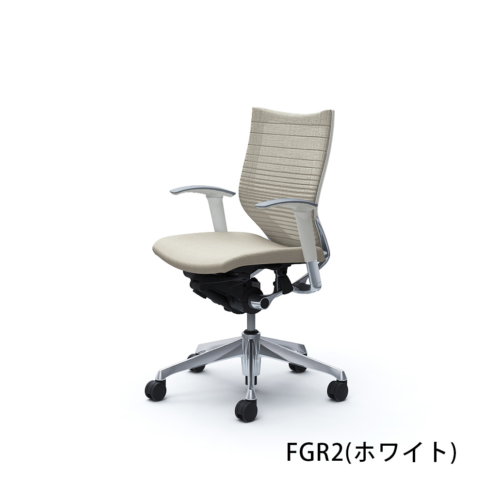 「バロンチェア CP83BW-FGR」ローバック 座面/クッション 背/グラデーションサポートメッシュ フレーム/ポリッシュ ボディーカラー/ホワイト アジャストアーム 張地全6色【受注生産品】okamura(オカムラ)