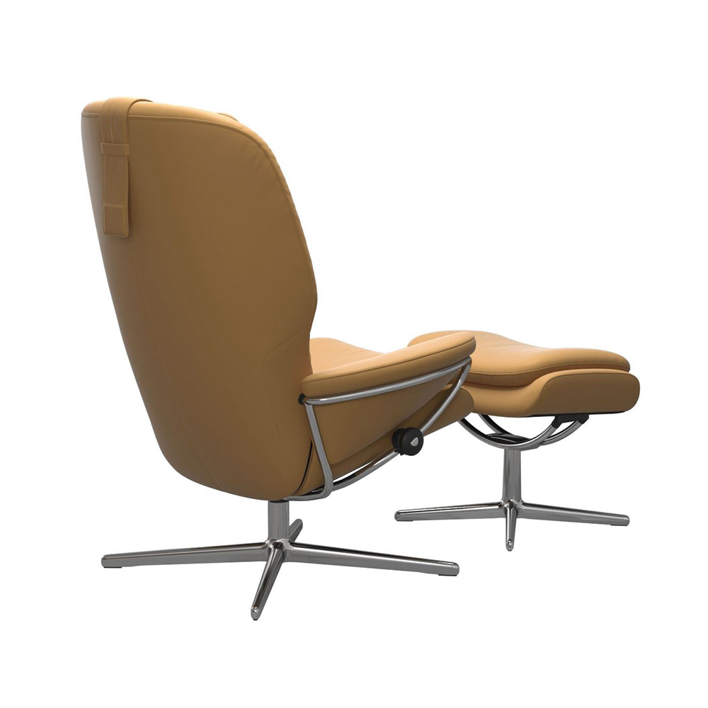 EKORNES(エコーネス)リクライニングチェア「ストレスレス ローマ(M)クロス ハイバック」オットマン付 ベース/クロム 革#パロマ/ハニー