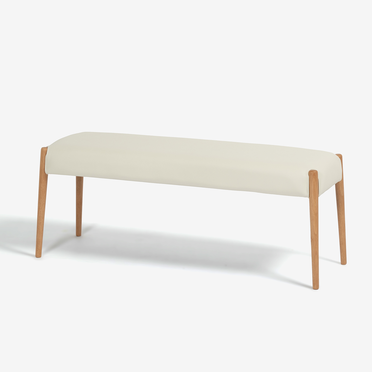 ベンチ「ユノ3A」幅110cm ホワイトオーク色 座面PVCアイボリー 布カバー全9色【セール対象品のため5%OFF】