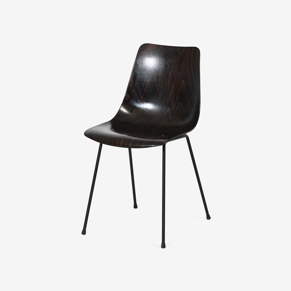 ligne roset(リーン・ロゼ)ダイニングチェア「ロゼシーエム131」ダークブラウン色 脚スチール