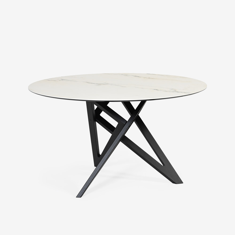 ligne roset(リーン・ロゼ)ダイニングテーブル「ロゼエンネア」セラミック天板 円形 脚ブラック 直径130cm【受注生産品】