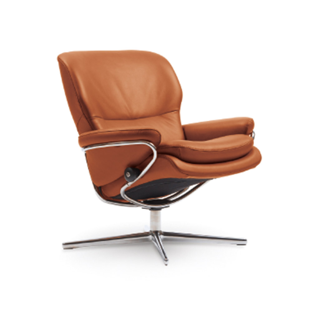 EKORNES(エコーネス)リクライニングチェア「ストレスレス ローマ(M)クロス ローバック」ベース/クロム 革#パロマ 全2色