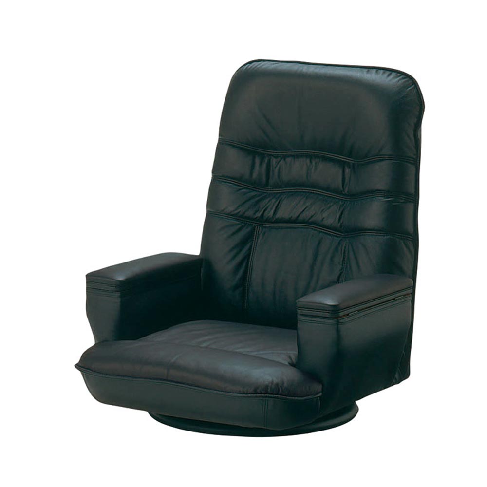 座椅子「SPR」回転式 半革 ブラック色