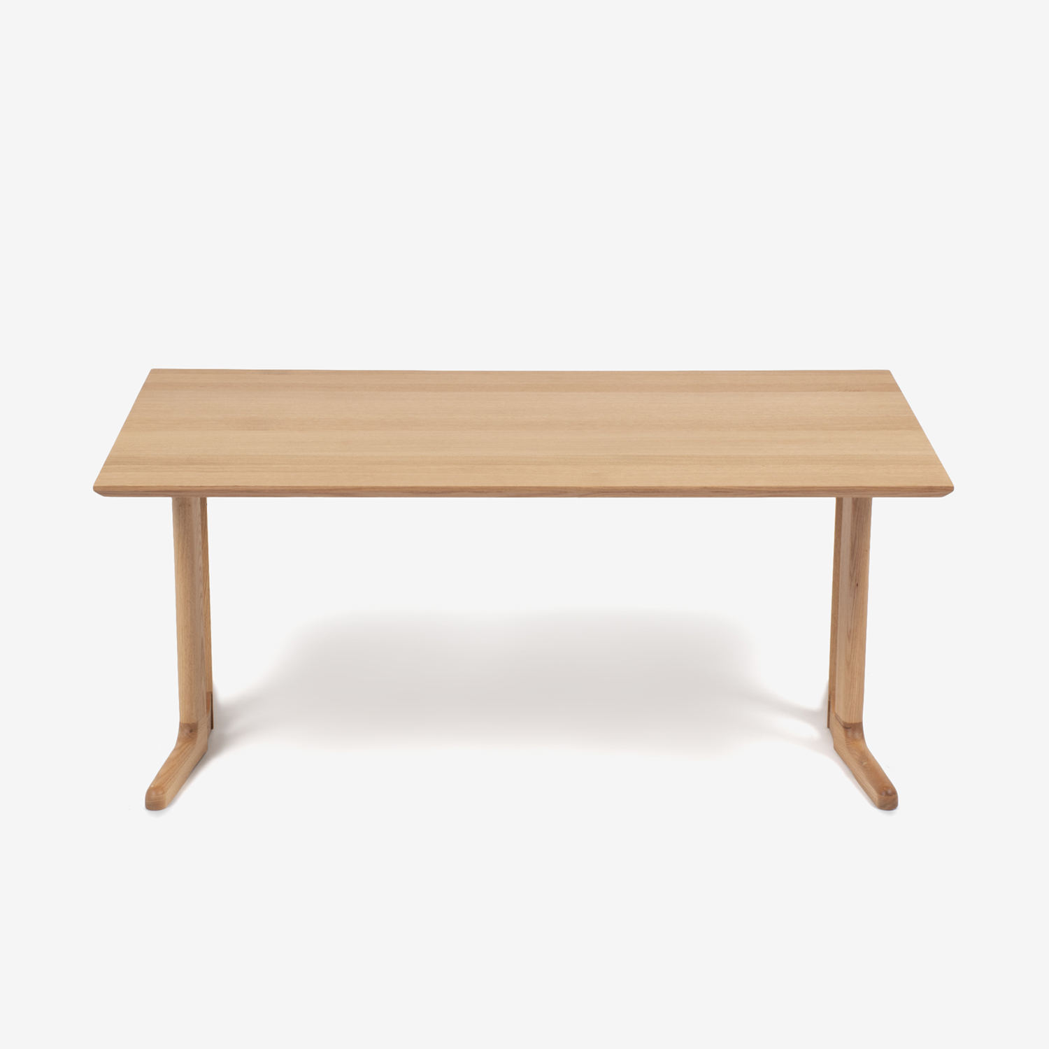 ダイニングテーブル「フィル3」レッドオーク材ホワイトオーク色　2本脚ロータイプ（高さ647）天板2タイプ（角型・角丸型）全2サイズ