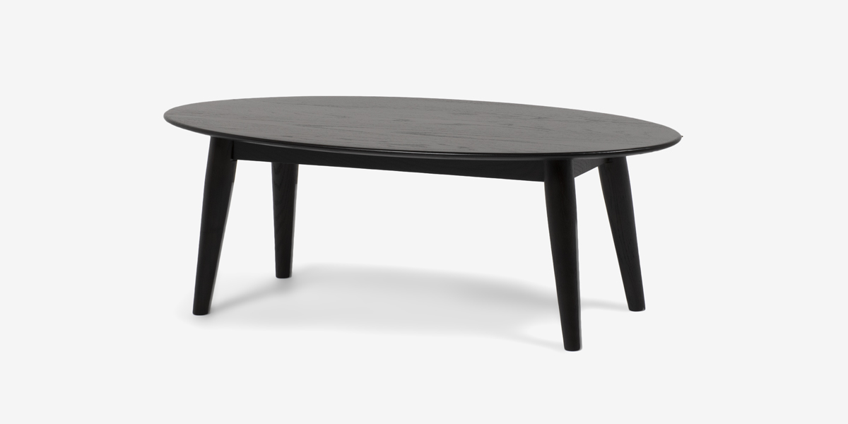センターテーブル｢シネマ2｣楕円型 レッドオーク材 ダークブラウン色 