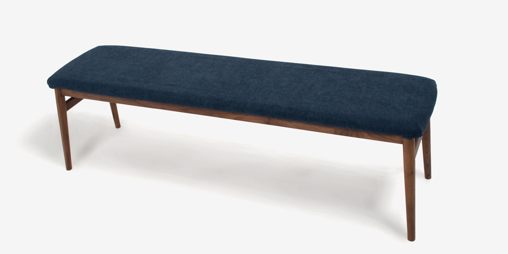ベンチ「シネマ」幅151cm ウォールナット材 座面PVC　ネイビー色