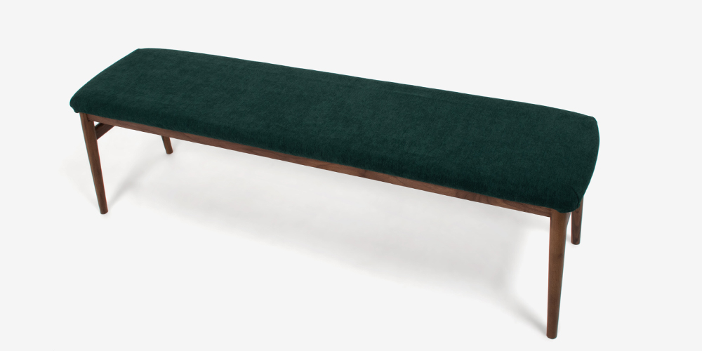 ベンチ「シネマ」幅151cm ウォールナット材 座面PVC　グリーン色