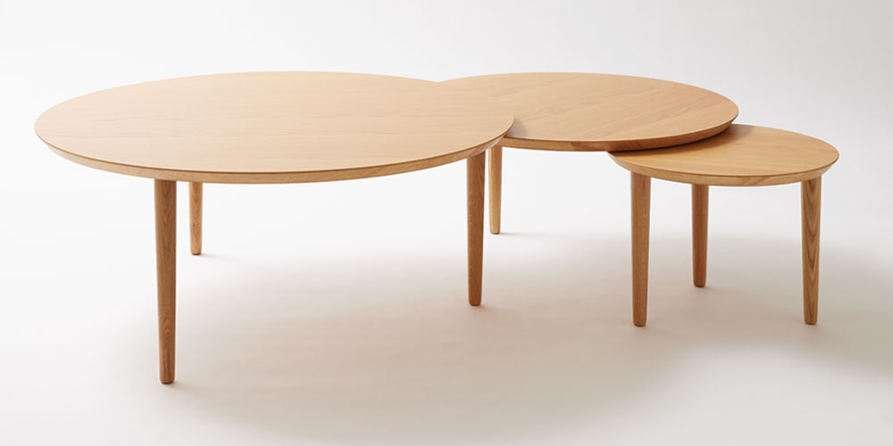 リビングテーブル「バルーン90-3」3連伸長式 ホワイトオーク材 | 大塚 