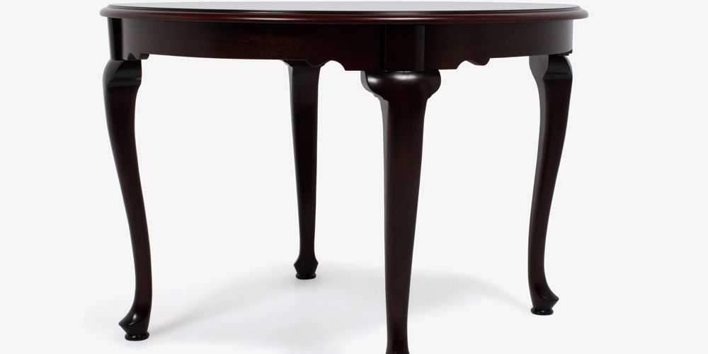 ダイニングテーブル「クイーンアン２」丸 幅110cm マホガニー材　ガブリオールレッグ