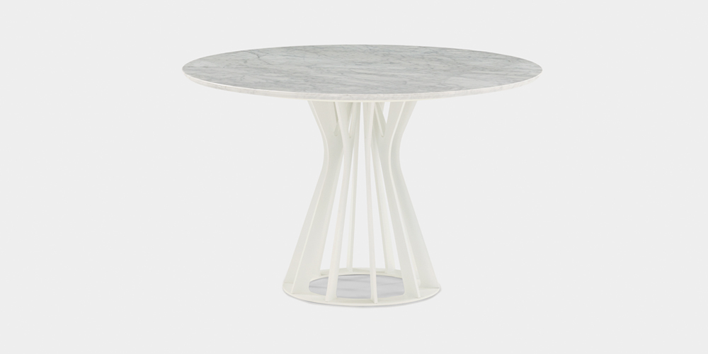 ダイニングテーブル「IM8500」円形 直径115cm 天然石 ホワイトカラーラ 