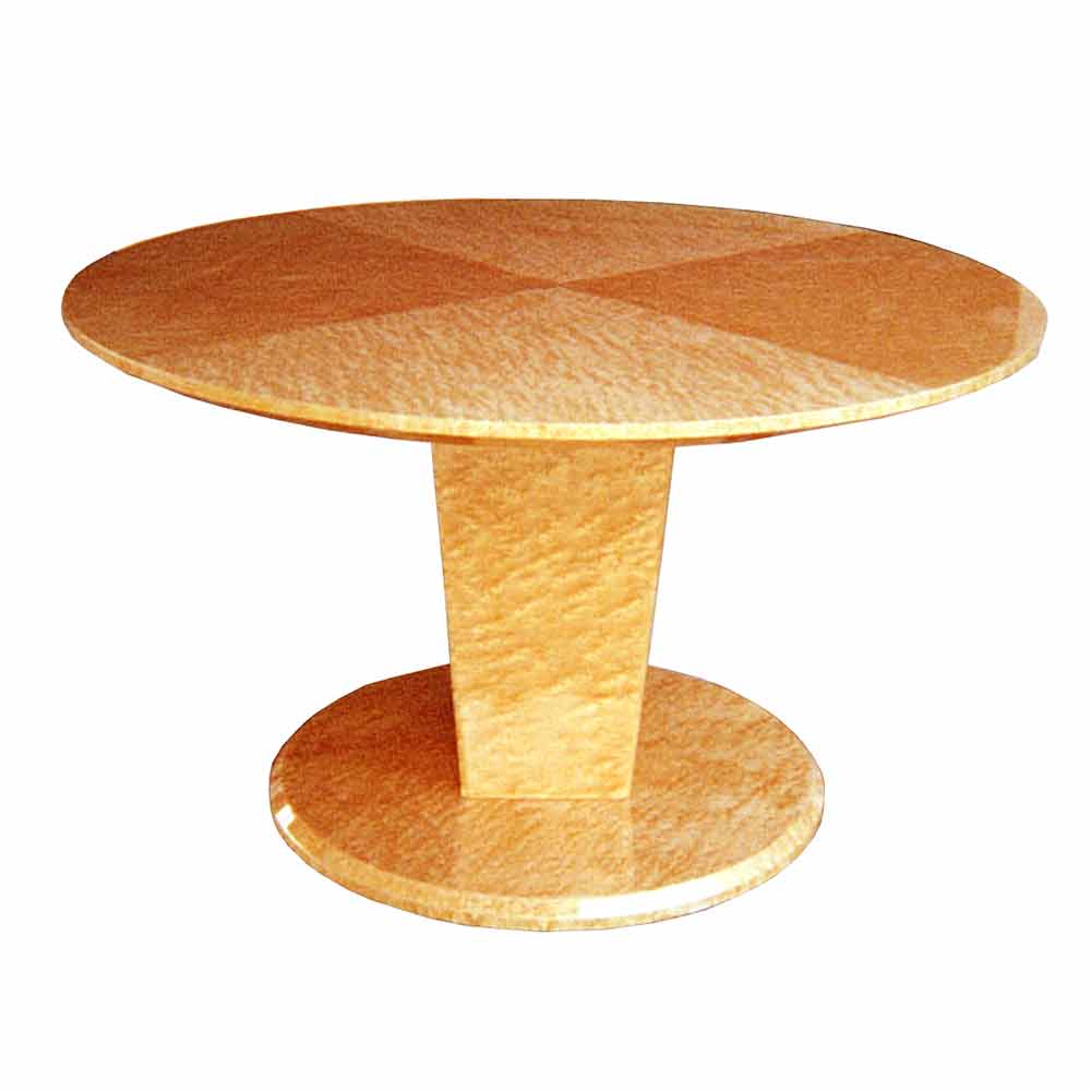丸テーブル１本脚「スプレンダー２」幅120cm メープル材 メープル色　斜め上から見た画像